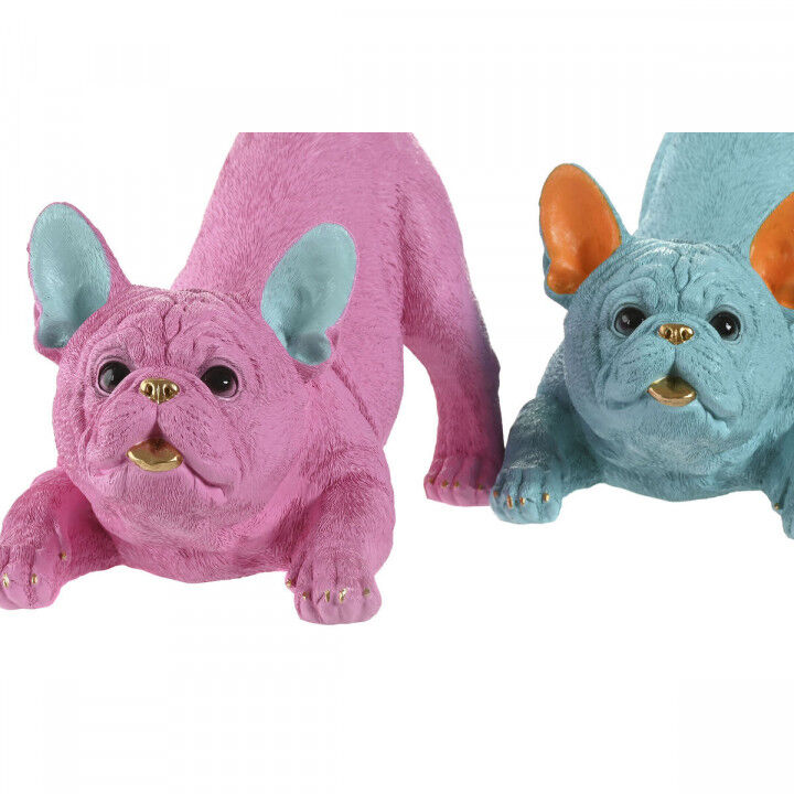 Figurine Décorative Home ESPRIT Bleu Fuchsia Chien 34,5 X 20 X 22 CM (2 Unités)