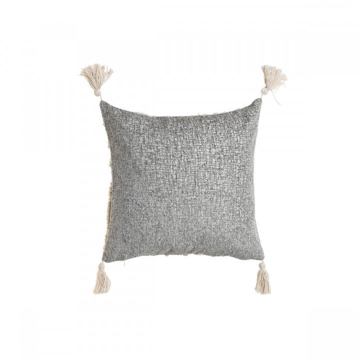 Coussin Home ESPRIT Blanc Gris Pompons Boho 45 x 15 x 45 cm
