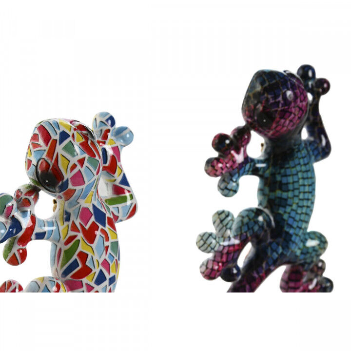 Decoración de Pared Home ESPRIT Multicolor Mosaico Lagarto Mediterráneo 8 x 4 x 20 cm (2 Unidades)