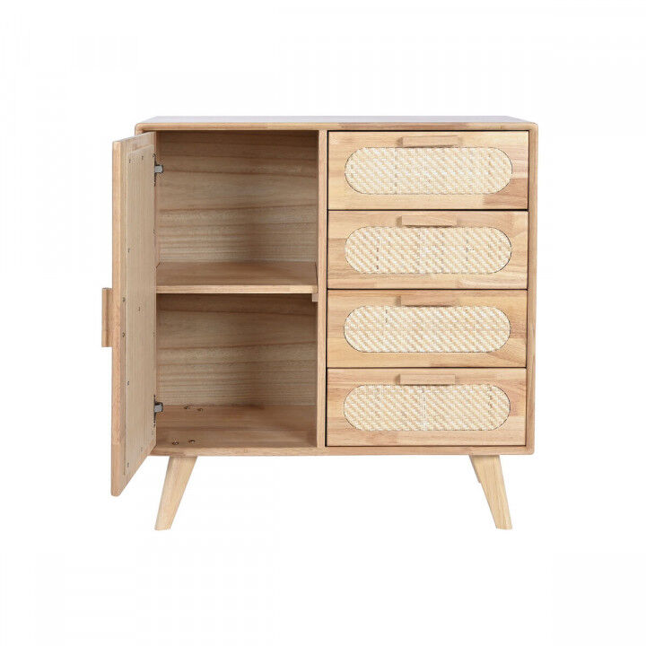 Credenza Home ESPRIT Naturale Metallo Rattan Legno d'albero della gomma 73,5 x 35 x 78 cm