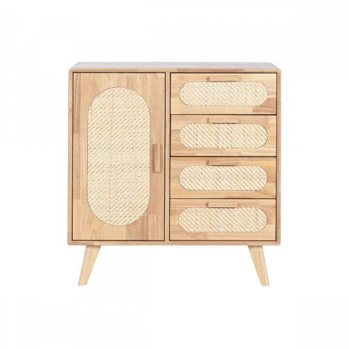 Credenza Home ESPRIT Naturale Metallo Rattan Legno d'albero della gomma 73,5 x 35 x 78 cm