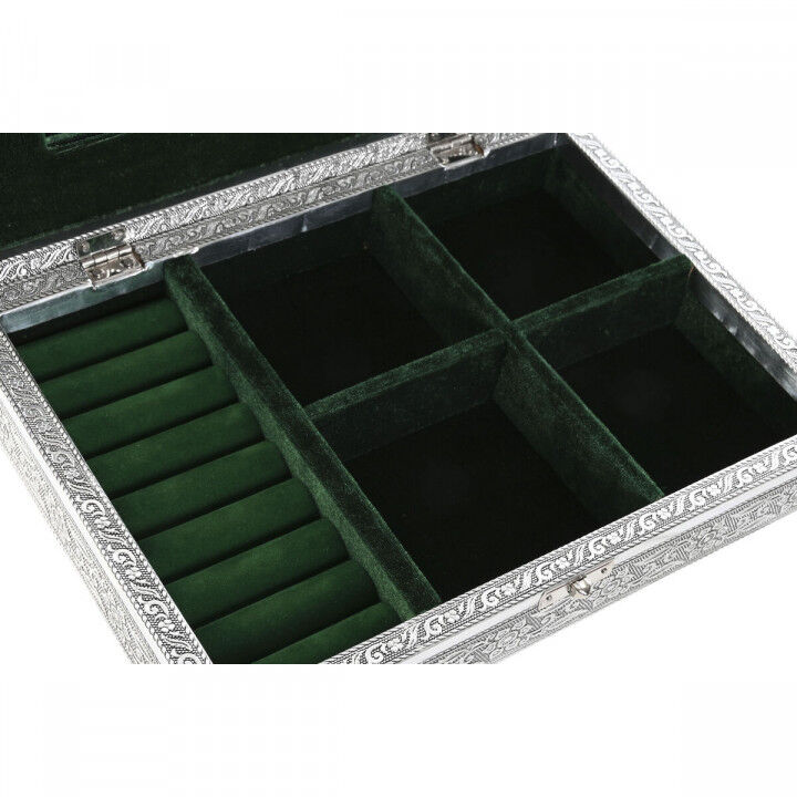 Doos-Juwelenkistje Home ESPRIT Groen Zilverkleurig Hout Aluminium 27,5 x 20 x 5,4 cm