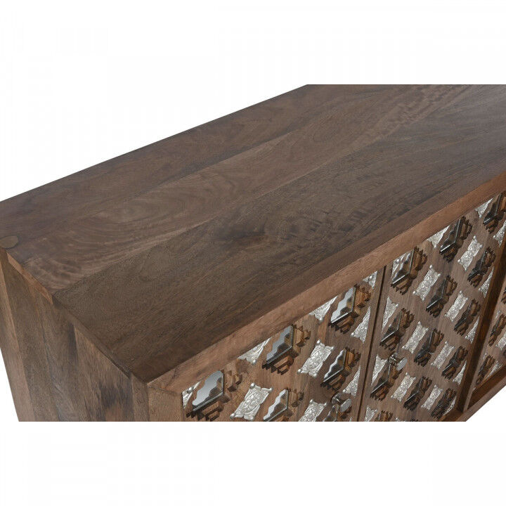 Buffet Home ESPRIT Marron Noir Argenté Naturel Bois de manguier Miroir 150 x 38 x 80 cm