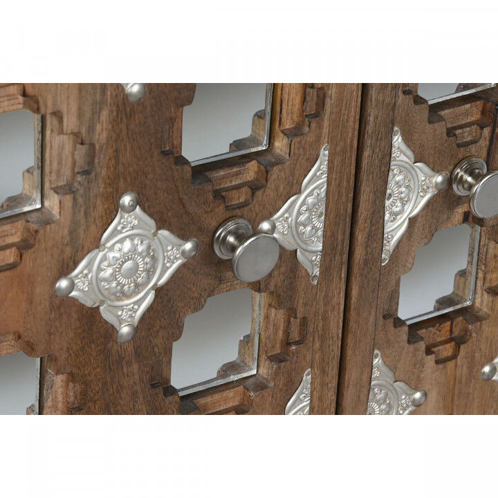 Buffet Home ESPRIT Marron Noir Argenté Naturel Bois de manguier Miroir 150 x 38 x 80 cm