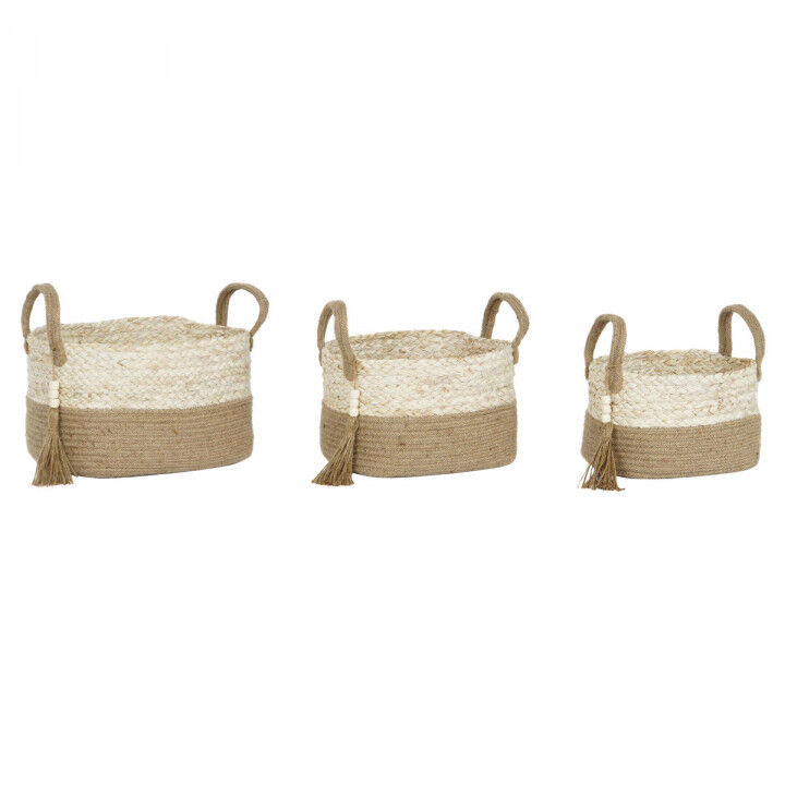 Juego de Cestas Home ESPRIT Natural Marrón claro Yute Fibra de maíz Moderno 41 x 30 x 33 cm 3 Piezas