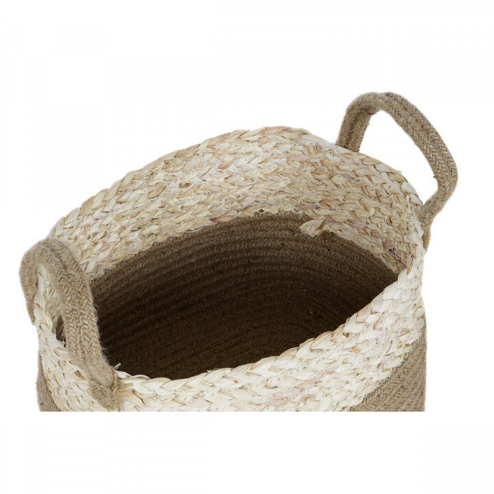 Basket spelset Home ESPRIT Natuurlijk Lichtbruin Jute Maïsvezel Modern 41 x 30 x 33 cm 3 Onderdelen