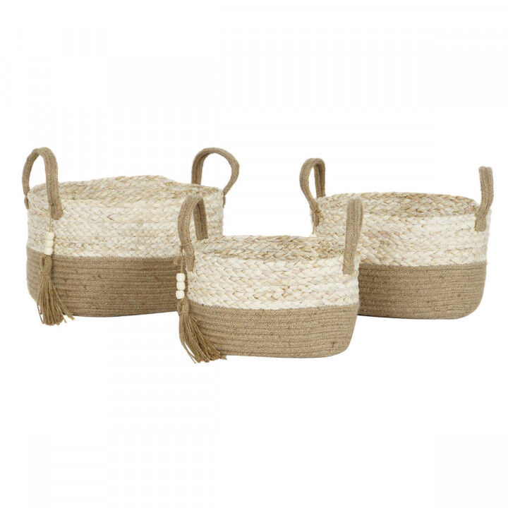 Basket spelset Home ESPRIT Natuurlijk Lichtbruin Jute Maïsvezel Modern 41 x 30 x 33 cm 3 Onderdelen