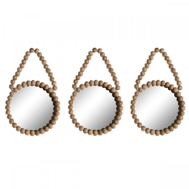 Juego de Espejos Home ESPRIT Natural Scandi 15 x 1 x 24 cm (3 Piezas)