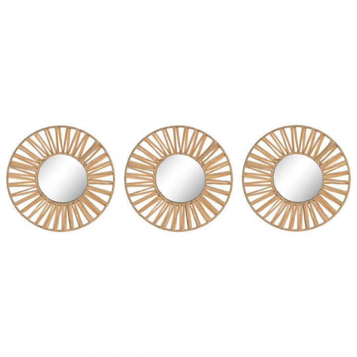 Set spiegels Home ESPRIT Natuurlijk Scandi 20 x 2 x 20 cm (3 Onderdelen)