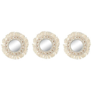 Espejo de pared Home ESPRIT Blanco Boho 20 x 1 x 20 cm (3 Piezas)