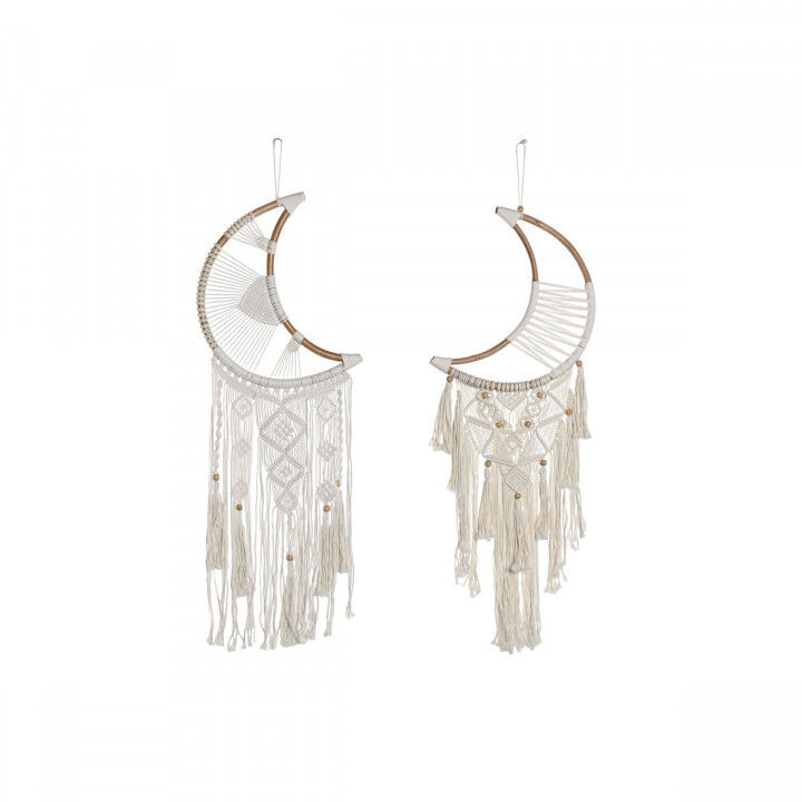 Hanging decoration Home ESPRIT Cream Natural Boho Macrame (2 Units)