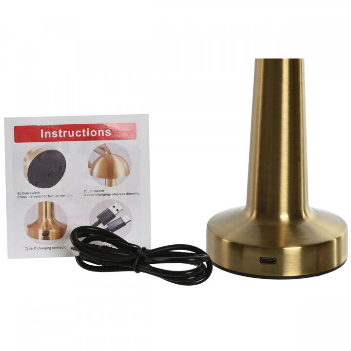 Lámpara de mesa Home ESPRIT Cobre Dorado Plateado 9 x 9 x 21 cm (3 Unidades)