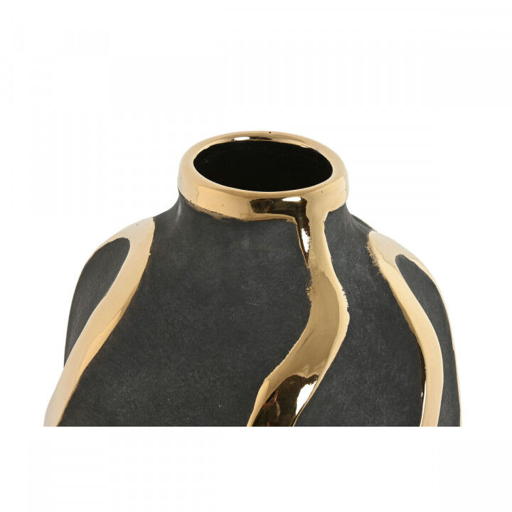 Vase Home ESPRIT Grau Gold Steingut abstrakt Moderne 17 x 17 x 35 cm