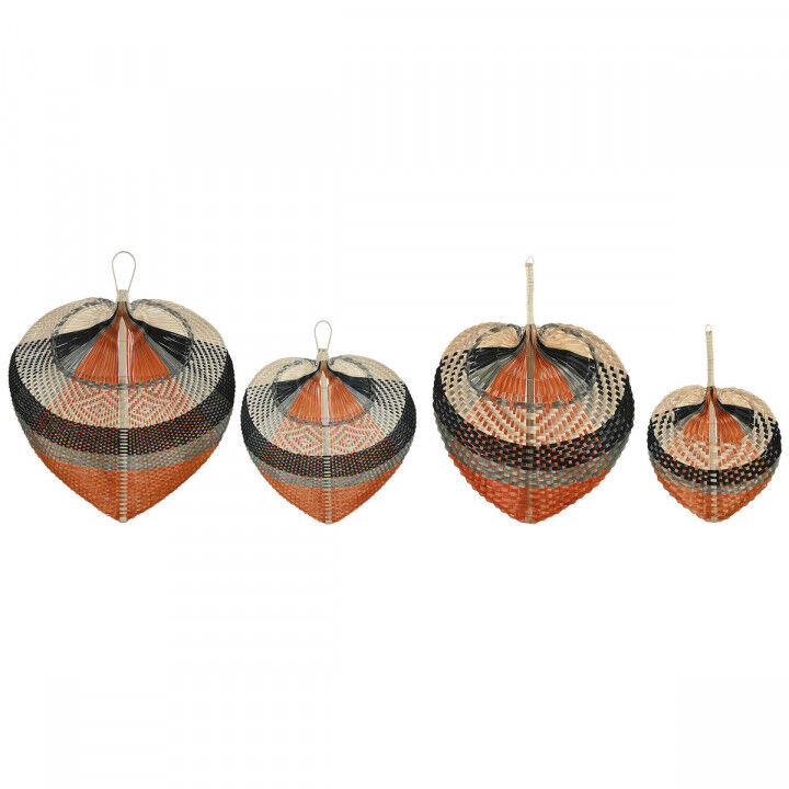 Wall Decoration Home ESPRIT Brown Black Beige Natural Colonial Fan 57 x 1 x 71 cm (4 Pieces)