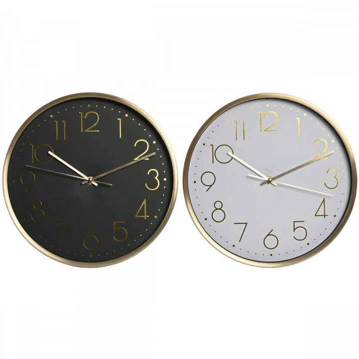 Horloge Murale Home ESPRIT Blanc Noir Aluminium 30 x 4,3 x 30 cm (2 Unités)