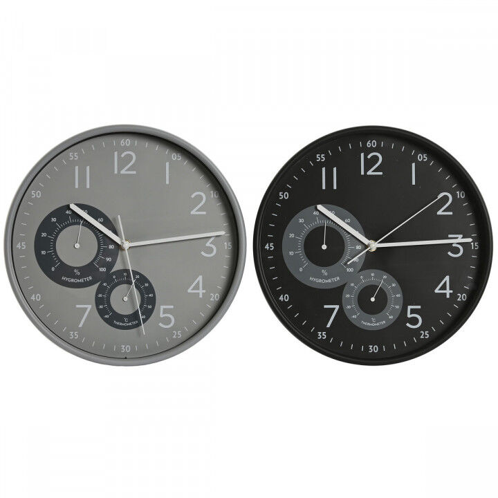 Horloge Murale Home ESPRIT Noir Gris PVC 30 x 4,7 x 30 cm (2 Unités)
