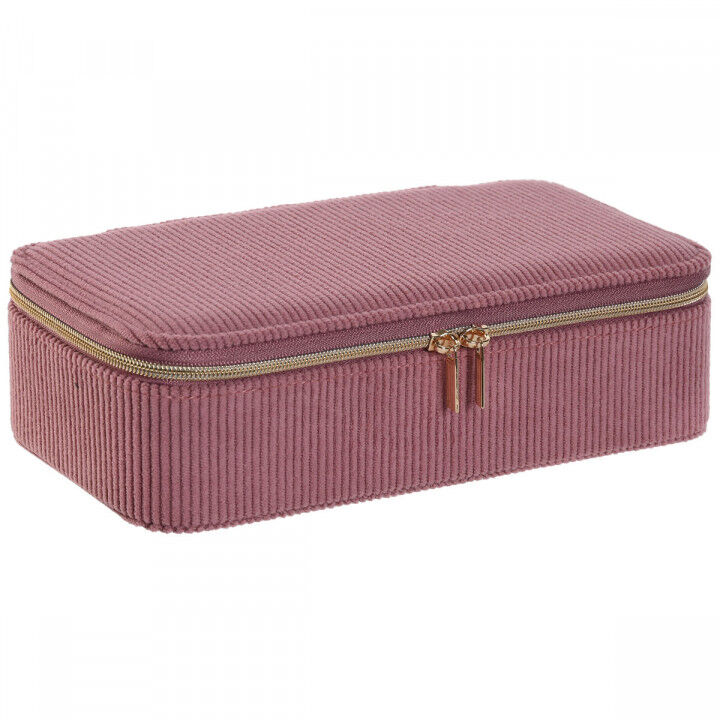 Scatola-Portagioie Home ESPRIT Crema Magenta 20,5 x 10 x 6 cm (2 Pezzi)