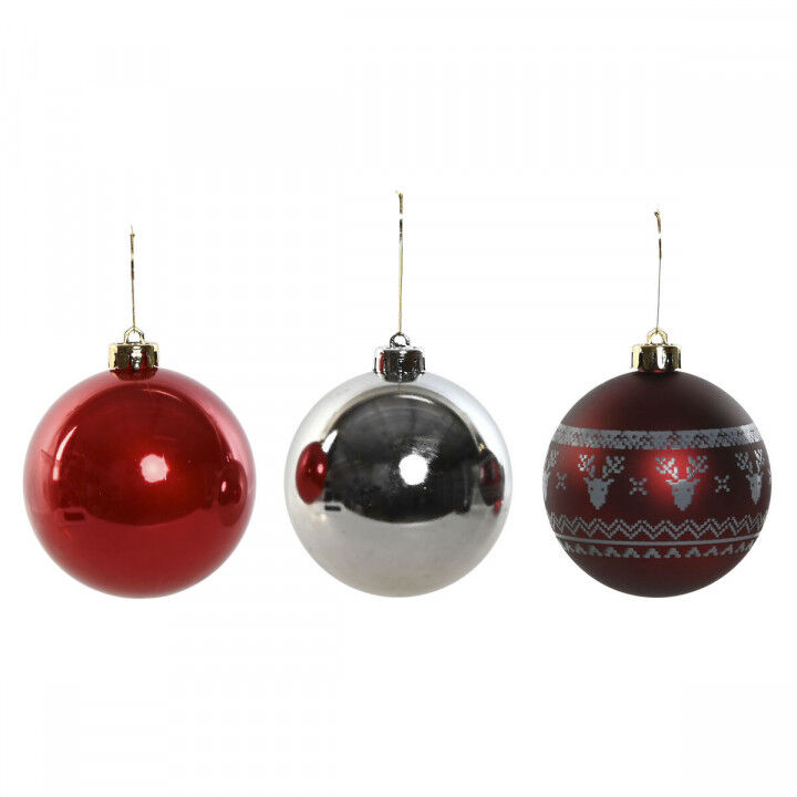 Bolas de Navidad Home ESPRIT Rojo Plateado Polietileno 21,5 x 21,5 x 22,5 cm (15 Piezas)