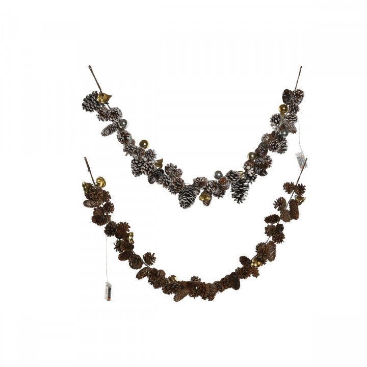 Christmas garland Home ESPRIT Golden Silver Natural 8 x 8 x 120 cm (2 Units)