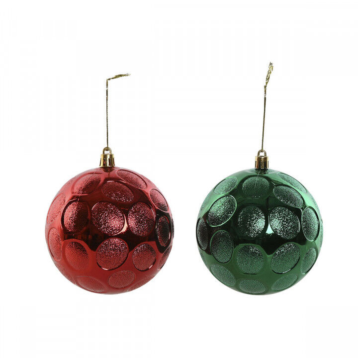 Kerstballen Home ESPRIT Rood Groen PVC 20 x 10 x 30 cm (2 Stuks)