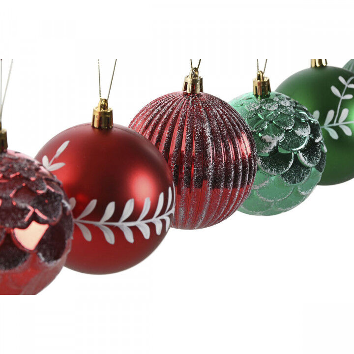 Kerstballen Home ESPRIT Rood Groen PVC 16 x 16 x 24 cm (2 Stuks)