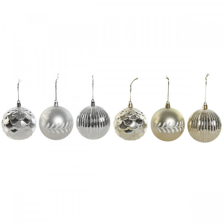 Boules de Noël Home ESPRIT Doré Argenté PVC 16 x 16 x 24 cm (2 Unités)