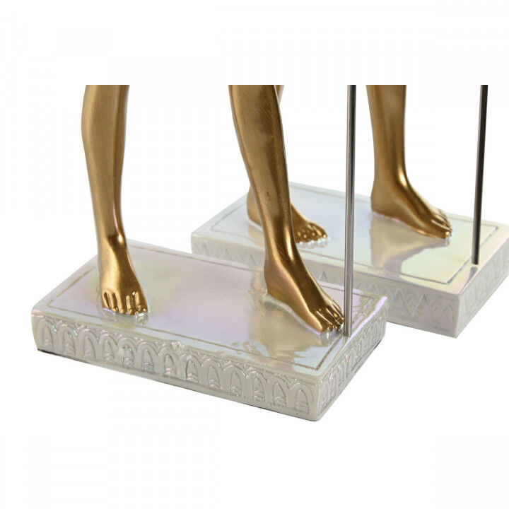 Decoratieve figuren Home ESPRIT Wit Gouden Hars Orientaals Egyptenaar 7 x 11,5 x 36 cm (2 Stuks)