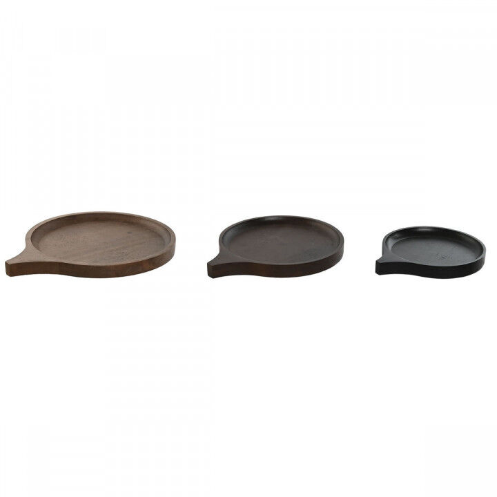 Centro de Mesa Home ESPRIT Marrón Negro Marrón claro Madera de mango 37 x 31 x 2,7 cm (3 Piezas)