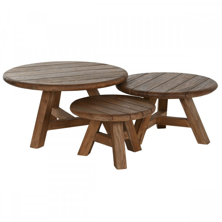 Set di 3 tavoli Home ESPRIT teak 80 x 80 x 43 cm