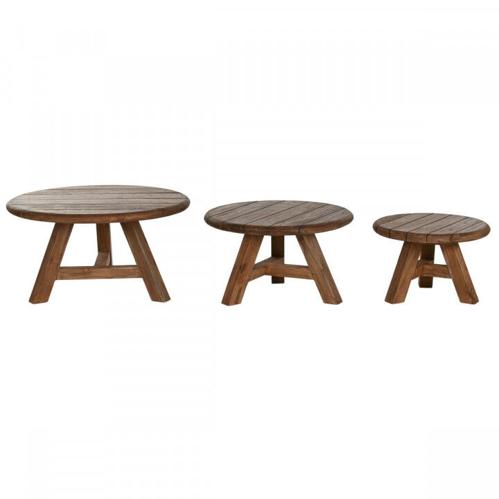 Juego de 3 mesas Home ESPRIT madera de teca 80 x 80 x 43 cm