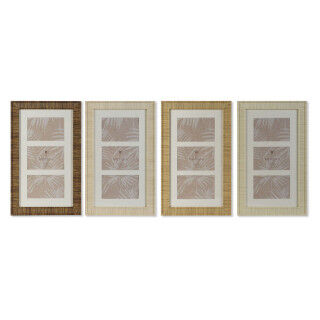 Marco de Fotos Home ESPRIT Blanco Marrón Beige Natural Cristal Poliestireno Escandinavo 26 X 2 X 44 cm (4 Unidades)