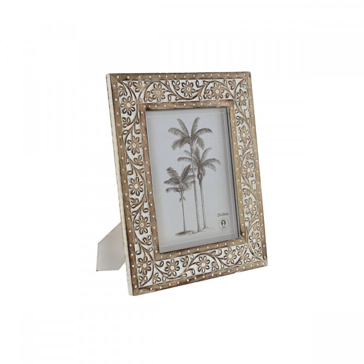 Fotolijsten Home ESPRIT Wit Natuurlijk Kristal Mangohout Indiaas 31,5 x 2 x 36,5 cm