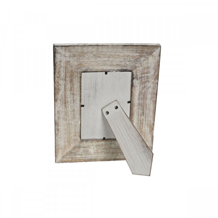 Cornice Portafoto Home ESPRIT Bianco Naturale Cristallo Legno di mango Indiano 21 x 2 x 26,5 cm