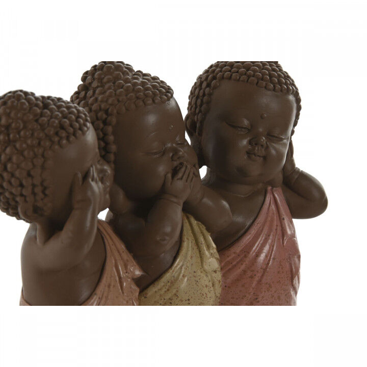Decorative Figure Home ESPRIT Orange Coral Lime Buddha Oriental 15,5 x 6 x 13 cm
