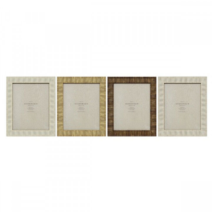 Marco de Fotos Home ESPRIT Beige Natural Cristal Poliestireno Escandinavo 25,5 X 2 X 30,5 cm (4 Unidades)