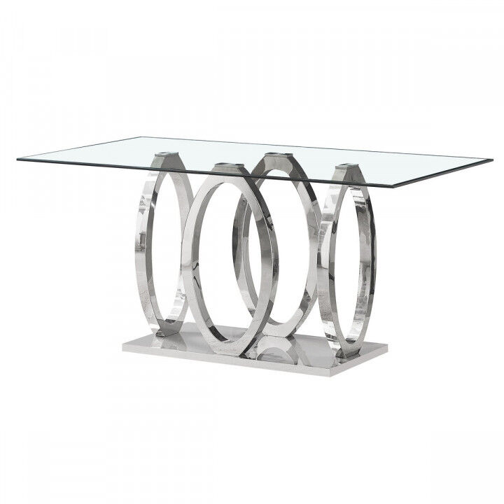 Mesa de Comedor Home ESPRIT Acero Cristal Templado 160 x 90 x 76 cm