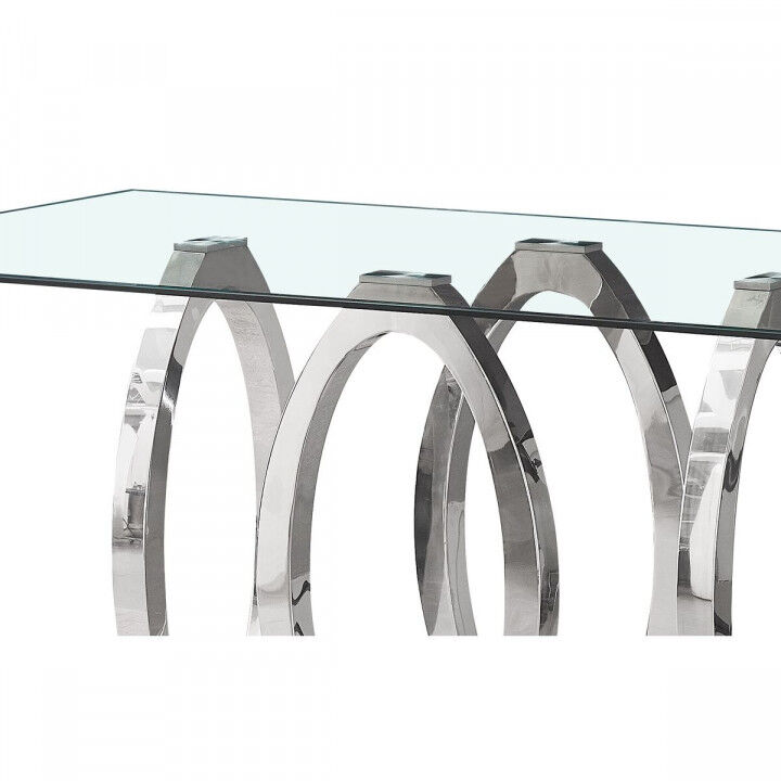Mesa de Comedor Home ESPRIT Acero Cristal Templado 160 x 90 x 76 cm