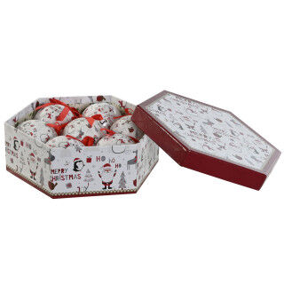 Bolas de Navidad Home ESPRIT Blanco Rojo PVC (7 Unidades)