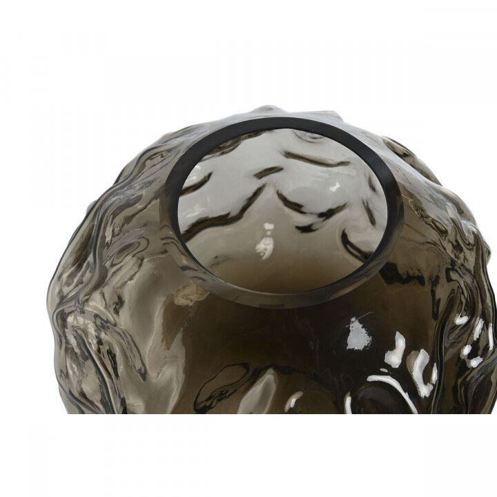 Vase Home ESPRIT Dunkelbraun Kristall Moderne 21,5 x 21,5 x 19 cm