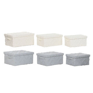 Set of decorative boxes Home ESPRIT Grey Cream 40 x 30 x 20 cm 3 Pieces (2 Units)