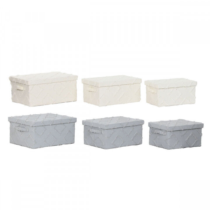 Set de boîtes décoratives Home ESPRIT Gris Crème 40 x 30 x 20 cm 3 Pièces (2 Unités)