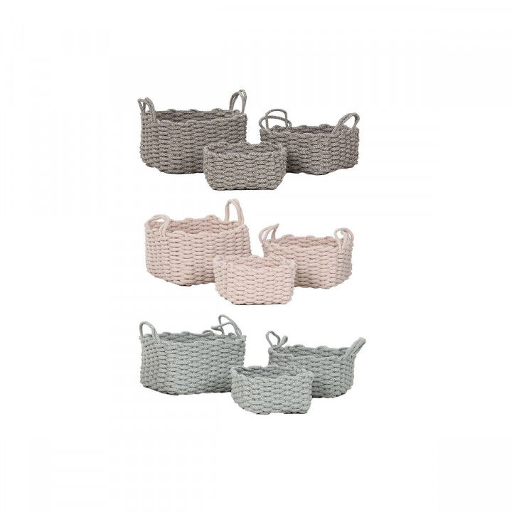 Set di Cestini Home ESPRIT Corda 28 x 28 x 18 cm