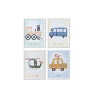 Cadre Home ESPRIT Jaune Bleu Toile 30 x 1,8 x 40 cm (4 Unités)