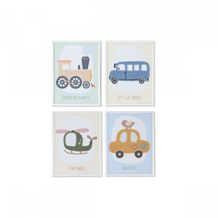 Schilderij Home ESPRIT Geel Blauw Canvas 30 x 1,8 x 40 cm (4 Stuks)