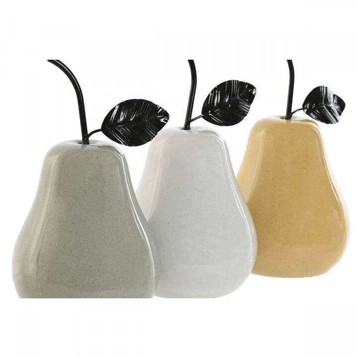 Decoratieve figuren Home ESPRIT Wit Groen Mosterd Modern Peer 11 x 11 x 19 cm (3 Stuks)