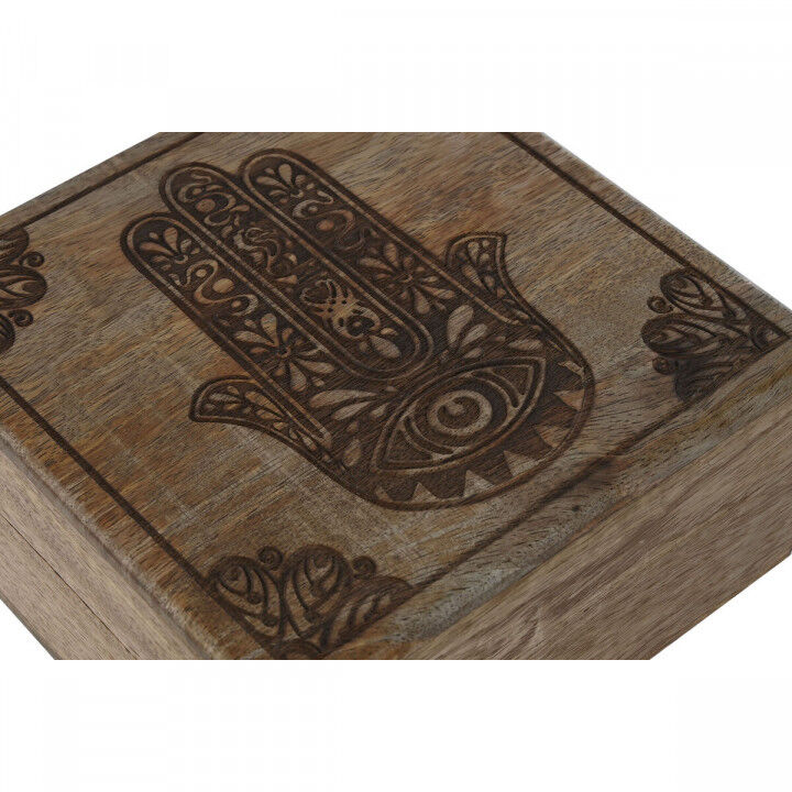 Caja-Joyero Home ESPRIT Natural Madera de mango 18 x 18 x 9 cm (2 Piezas)