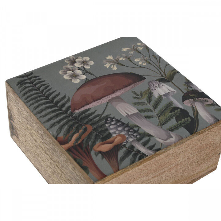 Jewelry box Home ESPRIT Blue Natural Mango wood 18 x 18 x 9 cm (2 Pieces)