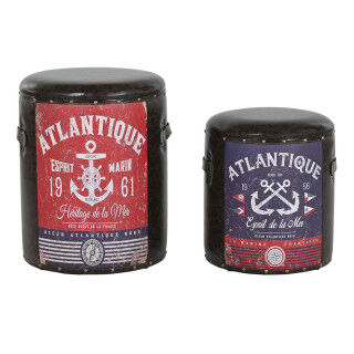 Set di Scatole Decorative Home ESPRIT Marrone Multicolore Poliuretano Metallo Vintage