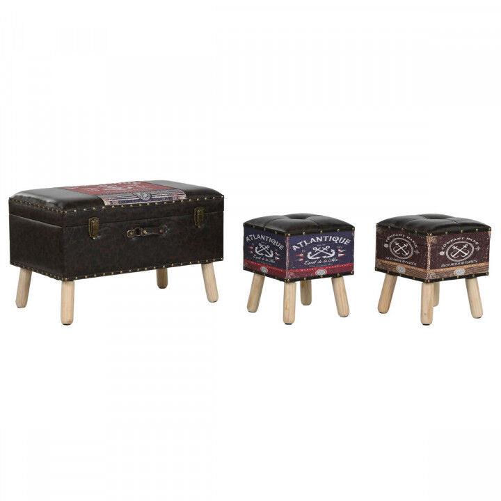 Set of Chests Home ESPRIT Brown Multicolour Polyurethane Wood Vintage 70 x 40 x 45 cm (3 Units)