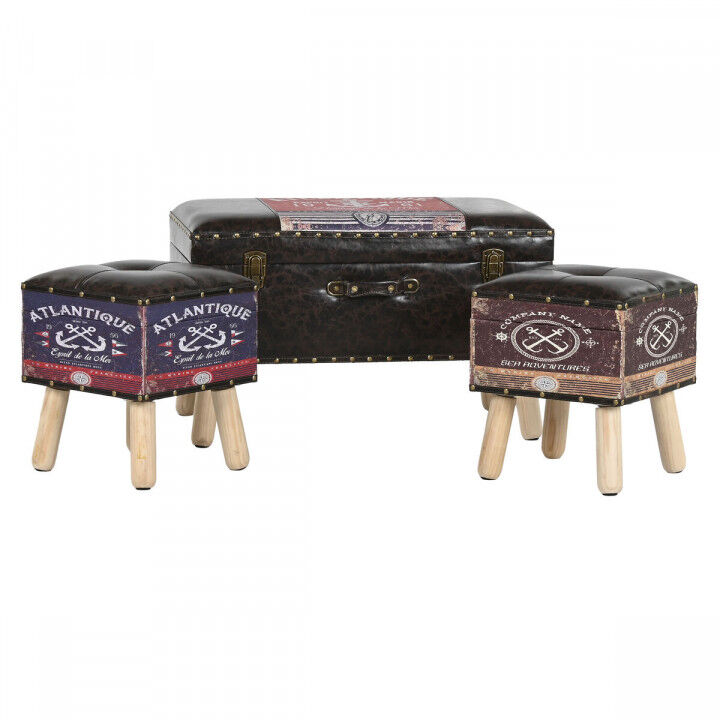 Set of Chests Home ESPRIT Brown Multicolour Polyurethane Wood Vintage 70 x 40 x 45 cm (3 Units)